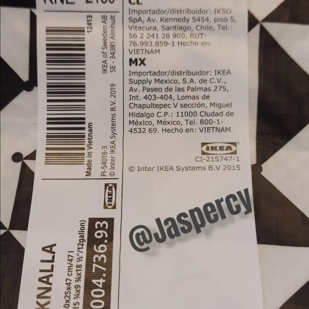 IKEA - KNALLA Two (2) Reusable Tote Bags Black & White Geometric Storage Recycle